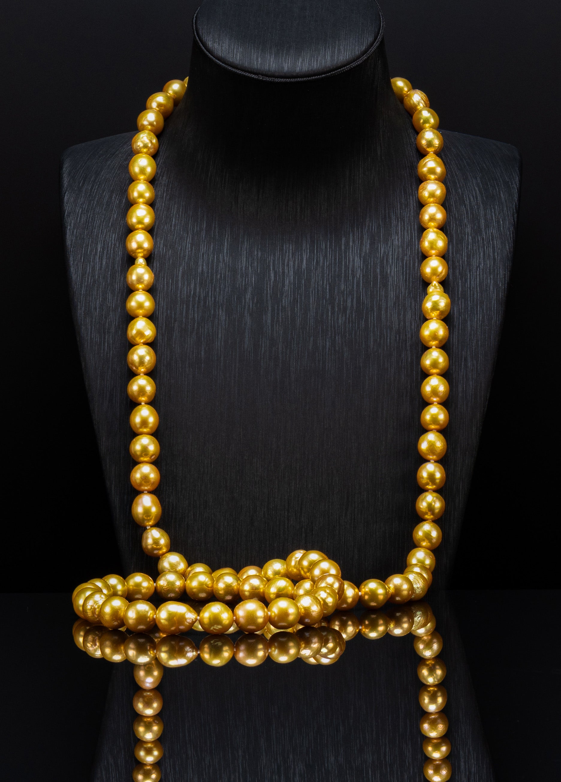 35.5" Baroque Fine Golden Pearl Necklace | AAAA-TOP Luster | 14K Clasp [cn120]