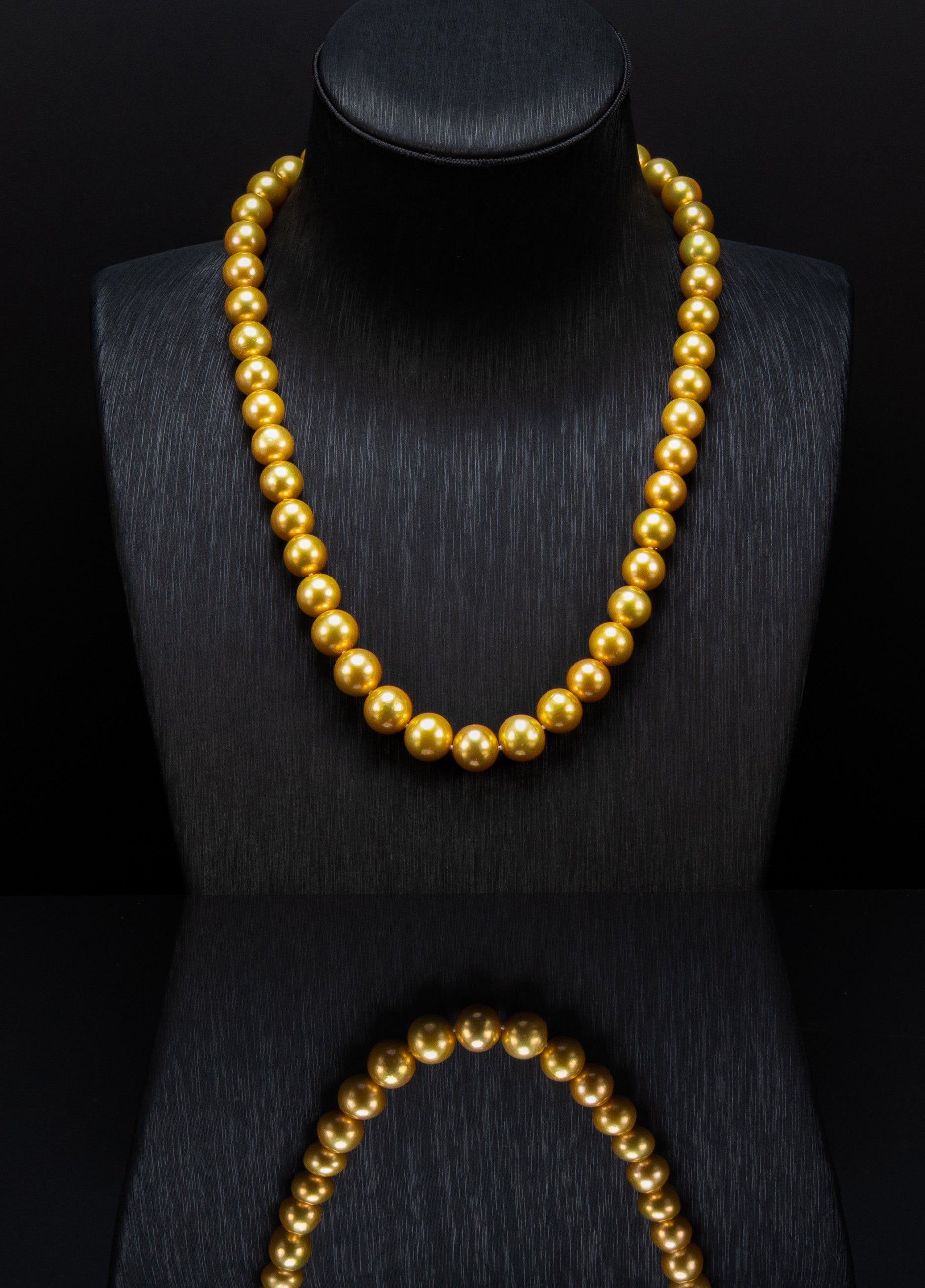 17.5" Round Fine Golden Pearl Necklace | AAAAA-TOP Luster | 14K Clasp [cn124]