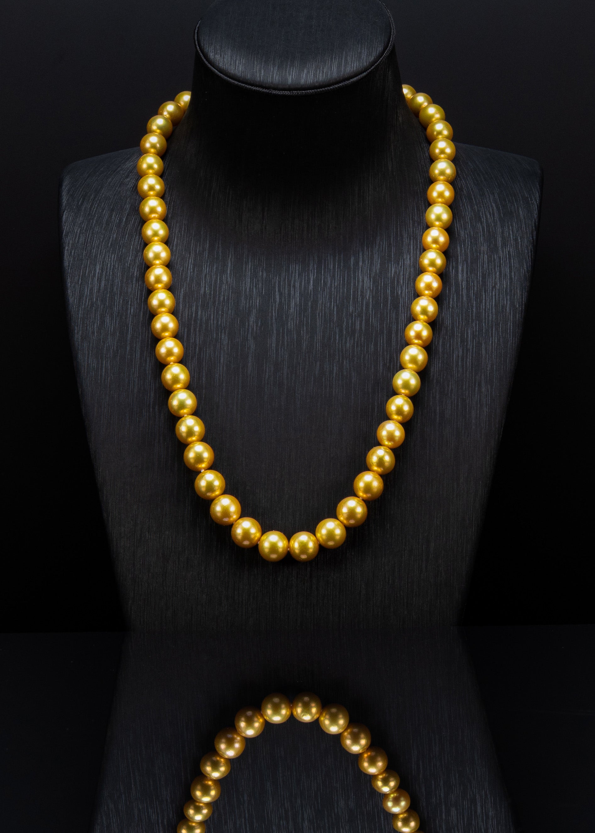 20" Round Fine Golden Pearl Necklace | AAAAA-TOP Luster | 14K Clasp [cn125]