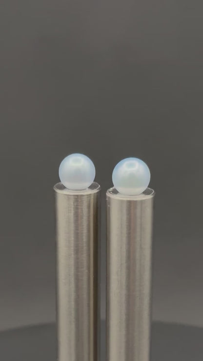 South Sea Ice Blue Stud Pearl Earring | AAAA Superb Grade | 18K White | 9.5mm