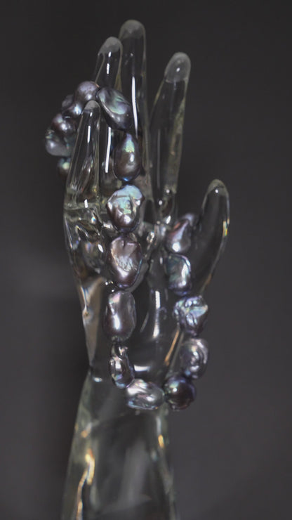 18" Tahitian Black Baroque Necklace | AAAAA Grade | 925 Clasp [cnT071]