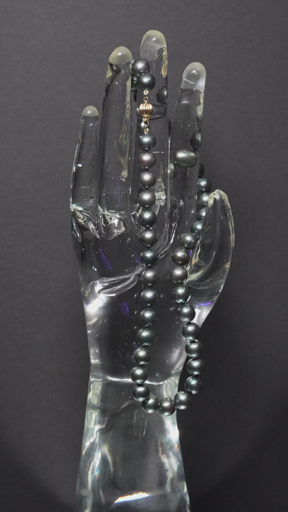 16" Tahitian Grey-Green Pearl Necklace | AAAA Grade | 14K Clasp [cnT030]