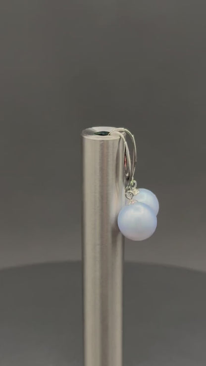 South Sea Ice Blue Drop Pearl Earring | AAAAA (Excellent) Grade | 18K White | 10-11mm