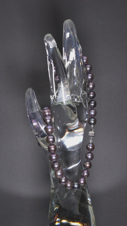 20" Tahitian Purple Pearl Necklace | AAAAA Grade | 14K Clasp [cnT039]