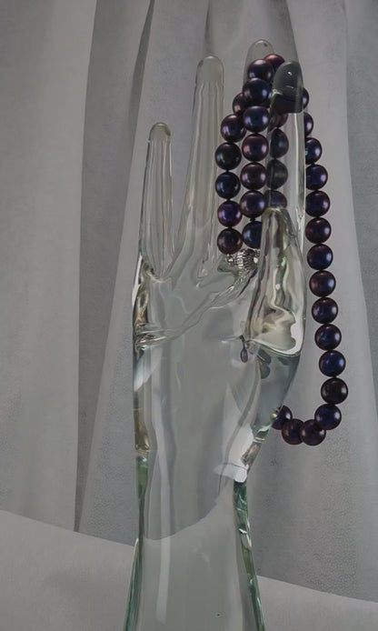20" Tahitian Purple Pearl Necklace | AAAAA Grade | 14K Clasp