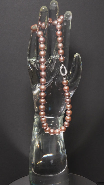 18.5" South Sea Pink-Grey Pearl Necklace | AAAAA Grade | Sterling Silver Clasp [cn041]