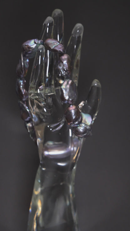 16" Tahitian Black Baroque Necklace | AAAAA Grade | 925 Clasp