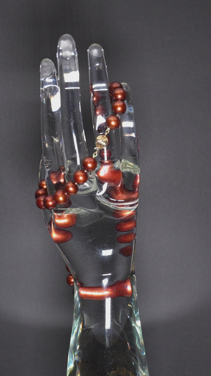 18" Tahitian Russet Pearl Necklace | AAAAA Grade | 14K Clasp [cnT036]