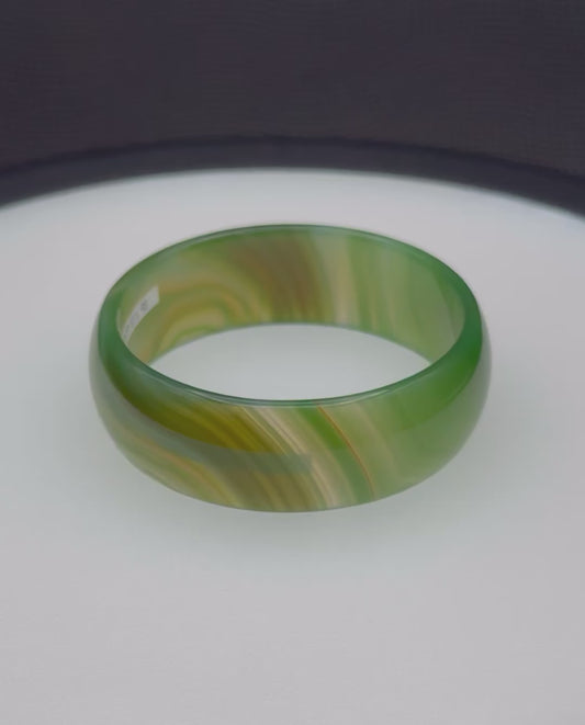 Green Marbled Agate, Bangle, 58mm