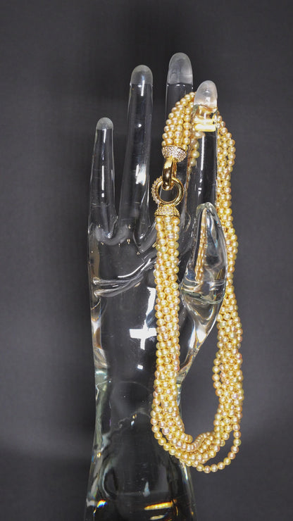 17" South Sea Golden-Beige Pearl Necklace | AAAAA Grade | Plated Clasp [cn082]