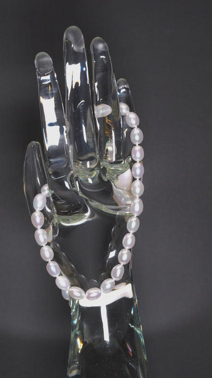 20" Oval Baroque White Pearl Necklace | AAAAA Grade | 18K (yellow-gold) Clasp [cn084]