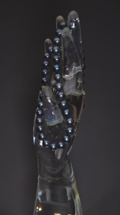 20" Tahitian Dark-Blue Pearl Necklace | AAAA Grade | 14K Clasp [cnT024]