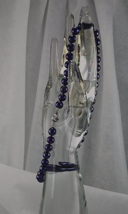 17.5" Tahitian Purple Pearl Necklace | AAAAA Grade | 14K Clasp